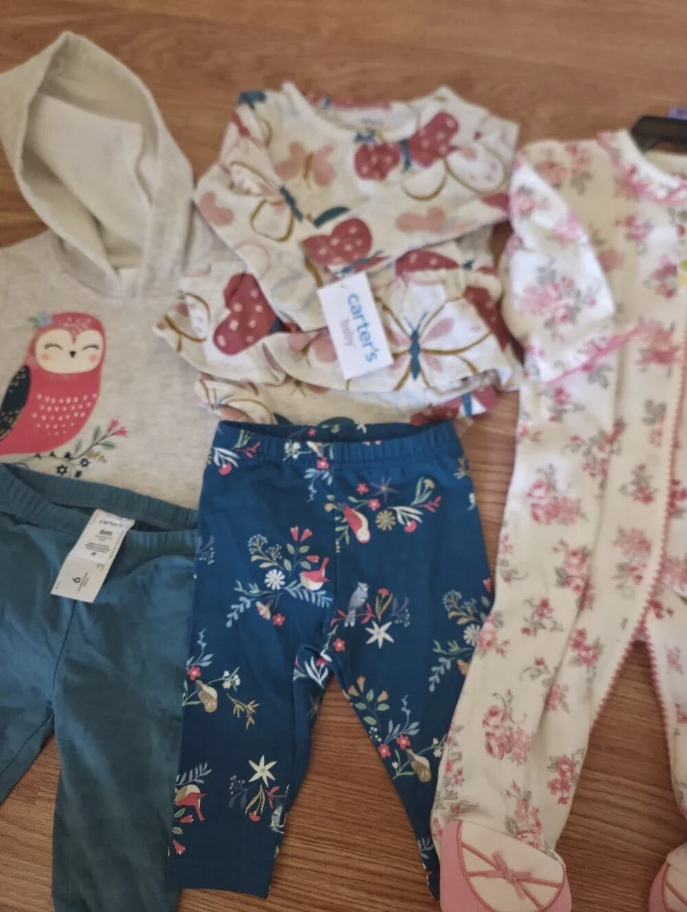 Carter's Girls 6 Months Bundle 5pc NWT Floral Owl Pink Hearts Ballerina Girly